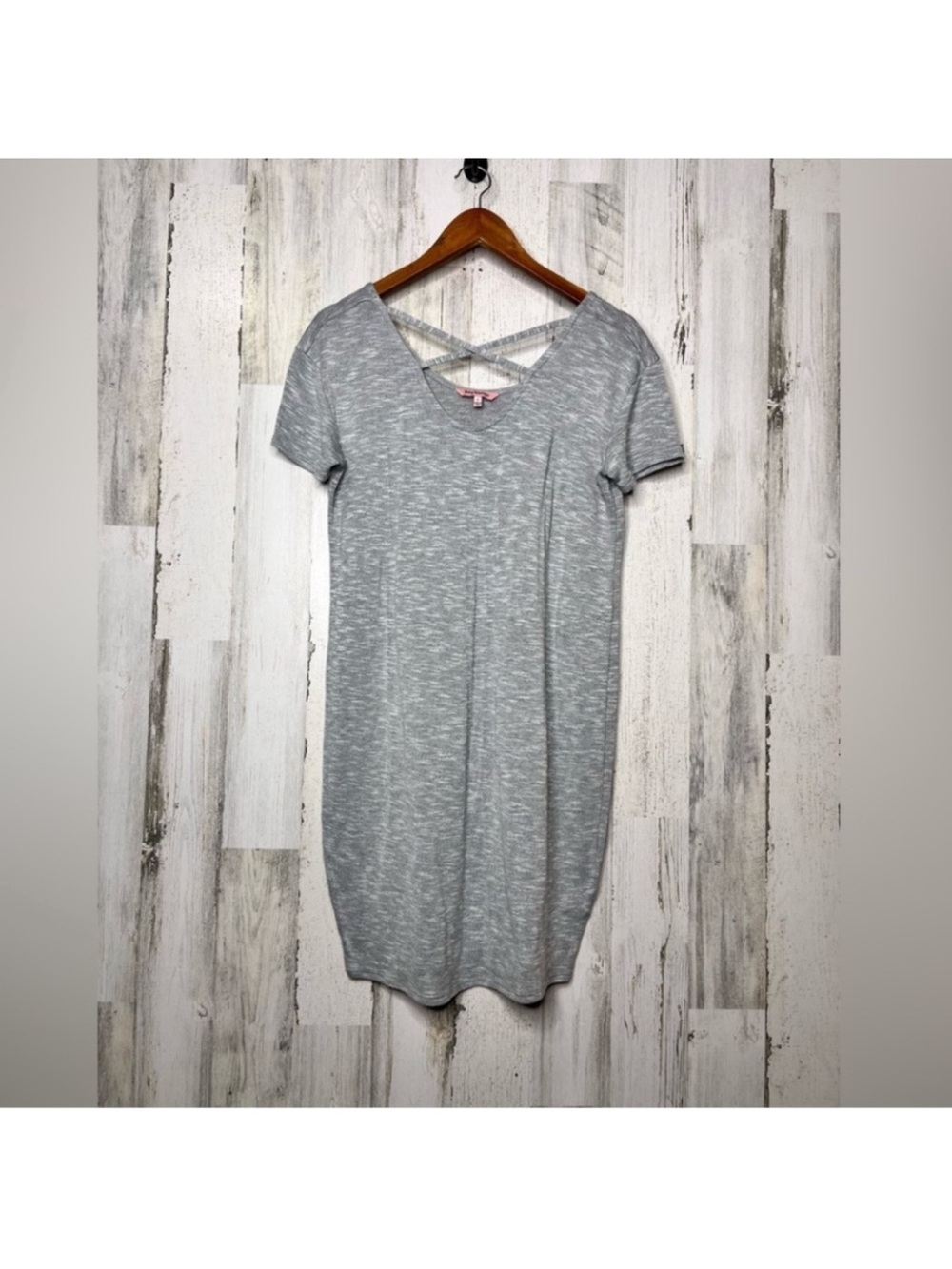 Juicy Couture Criss Cross Neck T Shirt Dress Short Sleeve Gray Small - Picture 3 of 14